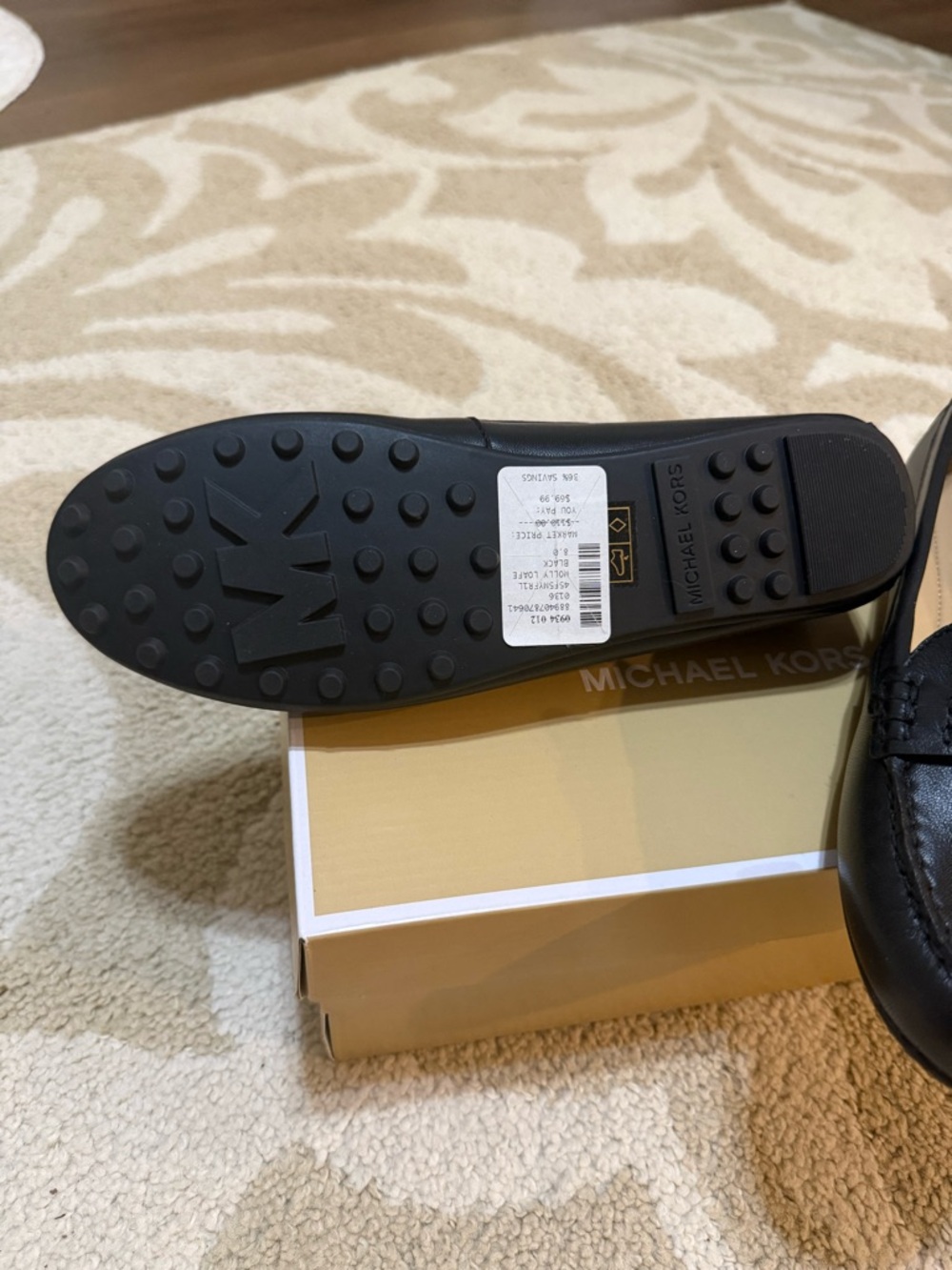 Michael Kors Black Leather MK Logo Loafers - Picture 3 of 4